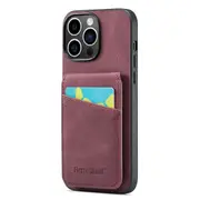 FIERRE SHANN For iPhone 13 Pro Max Phone Kickstand Case RFID Blocking PU Leather+TPU Cover