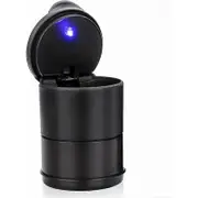 Smell Proof Ashtray Stainless Steel Portable Car Ashtrays with Lid and Black LED Light for Universal Smokeless Auto Lamp 82x70mm -