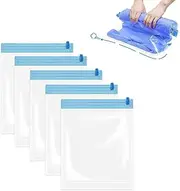 Fkereg 5 Pack Travel Roll up Compression Bag 40 x 60 cm, Hand-Rolled Packing Vacuum Seal Bags for Travel, Room Saver Vacuum Storage Zipper Bags, Vacuum Sealer Bags Clothes for Luggage Clothing