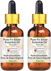 Greenwood Essential Pure Fir Silver Essential Oil (Abies alba) with Glass Dropper Steam Distilled (Pack of Two) 100ml X 2 (6.76 oz)