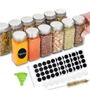 295pcs Clear Square Glass Jars Lid Spice Herb Seasoning Condiment Storage Container