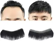 Mens Wig Hair Men Toupee V Style Frontal Hairline Straight Human Hair 0.06mm Ultra Thin Skin PU Base Mens Toupee
