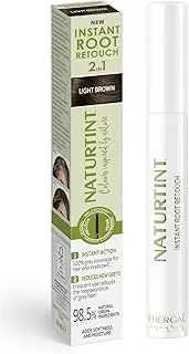 Naturtint Instant Root Retouch | Temporary Grey Hair Touch-up for Roots and Eyebrows | Practical and Comfortable thanks to the Brush | 98.5% Natural Ingredients | Light Brown | 10 ml