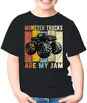 [Modern Supply Tee] Monster Trucks are My Jam Vintage Retro Monster Truck Unisex Kids Shirt Gift Boy Girl