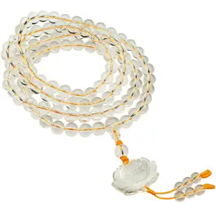 天然白水晶蓮花佛珠手鏈108顆 金剛薩陀修法專用息業念珠手串項鏈
