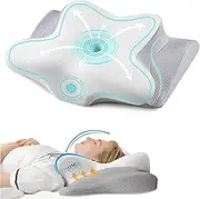Akfado Neck Support Memory Foam Pillow for Pain Relief, Ergonomic Cervical Pillow for Sleeping, Orthopedic Contour Bed Pillow for Side, Back & Stomach Sleepers with Pillowcase, Gray