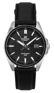 Casio EDIFICE Analog Tough Leather Strap Black Dial EFV-150L-1A 100M Mens Watch