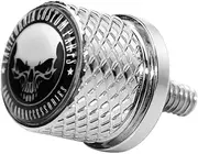 Stainless Knurled Fender Seat Bolt Screw 1/4"-20 Thread For Harley Davidson - Skeleton Skull Chrome