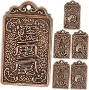[SHINEOFI] 6pcs Bagua Tai Sui Brand Chinese Amulet Keychain Hanging Ornament Amulet Tags Fortune Amulet Keychain DIY Accessory Chinese New Year Decor Antique Keychain Pendant Car Amulet Brass