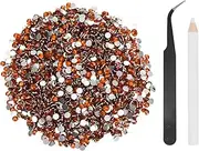 uxcell 4000pcs Flatback Rhinestones Resin, SS16 4mm Resin Rhinestones Bulk Round Shine Gems with Pickup Tools for DIY Nail Art Tumblers Mugs Clothes, Amber