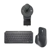 Logitech MX Work Bundle with Keys MINI Keyboard, 3S Mouse and BRIO 300 Webcam (Graphite)