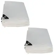 2x Reinforced Grid PVC Cover Clear Tarp 3Mx4M Screen Tarpaulin Waterproof Rain Shed Sheet Greenhouse 135GSM