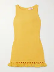 [Cap d’Antibes] Cap d'Antibes - Tasseled Cotton-terry Mini Dress - Yellow - x small x small Yellow