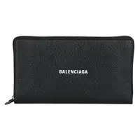 在飛比找momo購物網優惠-【Balenciaga 巴黎世家】印花LOGO小牛皮拉鍊12