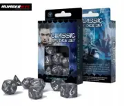 Classic RPG Dice Set C Smoky & White Role-Playing DnD Q-Workshop MTG Gray Die