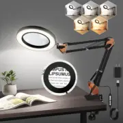 Magnifying Glass Desk Lamp with 10X Swing Arm and Big Clamp Lighted Magnifier