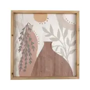 Willow & Silk Canvas Decor Framed Tropics w/Abstract Vase Wall Art Print 40cm