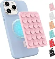 Magnetic Suction Phone Mount for MagSafe Case,Silicone Octo Cup Buddy Sticky Phone Grip Holder for iPhone,Removable Hands-Free Selfie/Video for TikTok & Instagram Influencer/Creator (Chalk Pink)