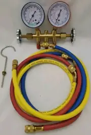 Brass 2-Way Charging And Testing Manifold Gauge Set