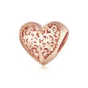 Heart Charm Silver plating Tree of Life Openwork Bead Pendant Fit Bracelet Necklace Jewelry