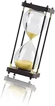 Vintage Wooden Yellow Hourglass Timer, 30-Minute Large Sand Timer, Decorative Quiet Countdown Clock for Home, Kitchen, Office Stylish Desk Accessory and Functional Gift Idea