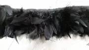 2 yards feather fringe trim on black satin tape