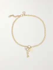 [Sydney Evan] Sydney Evan - Protection, Love & Happiness 14-karat Yellow And White Gold Diamond Anklet - One size One size Gold