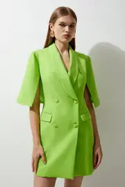 Tailored Tuxedo Cape Sleeve Mini Blazer Dress