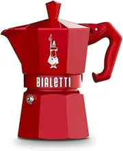 Bialetti Moka Exclusive: Red 3 Cup Iconic Stovetop Espresso Maker, Makes Real Italian Coffee, (4.3 Oz - 130 Ml), Aluminium, Red