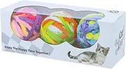 Cat Toy Balls, Kitten Teething Toys, 9.84 Inches Jingle Bells Design and Colorful Chew Games, Soft Pet Supplies for Puppies, Kittens, Chasing, Chewing, Enrichment Use