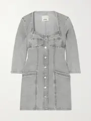 [Isabel Marant] Isabel Marant - Vona Denim Mini Dress - Light gray - FR 40 FR 40 Gray