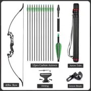 20/30/40/50lbs Recurve Bow Arrows Bow Down Straight Bow Mixed Carbon Arrows
