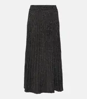 [Joseph] Joseph Ribbed-kit Lurex® midi skirt AU 16 black