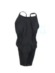 iSwim Essential Solid Thin Strap One Piece Comp Swimsuit Black Youth Girls 24Y