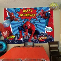 在飛比找蝦皮購物優惠-MARVEL 100x150cm 蜘蛛俠背景生日快樂背景海報