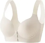 [Generic] Libiyi Front Button Lift Bra, Front Closure Breathable Bra for Seniors Soft Comfort Everyday Wireless Bras for Women