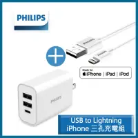 在飛比找momo購物網優惠-【Philips 飛利浦】32W PD/QC三孔快充充電器 