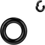 [BodyAce] Black Hinged Segment Clicker PA Rings, 2G 4G 6G 8G 10G 12G Large Spring Action BCR Rings, Surgical Steel Septum Nose Rings Ear Gauges Earrings Hoops