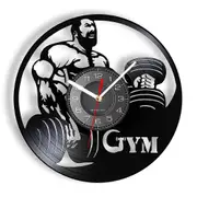 NO PAIN NO GAIN GYM Wall Clock Fitness Vinyl Record Wall Clock Weightlifting Men Inspirational Fitness Studio Wall Decor Clock Without LED19