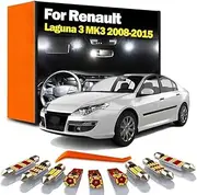 12Pcs LED Interior Map Dome Light Kit, For Renault Laguna 3 III MK3 2008 2009 2010 2011 2012 2013 2014 2015