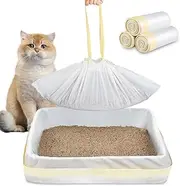 21 Count Extra Thick Jumbo Drawstring Cat Litter Box Liners 94 * 45.7cm, Large Cat Litter Bags for Stainless Steel Sifting Litter Box and Automatic Cat Litter Box, Extra Thick Drawstring Litter Liner