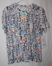 ATHLETA Pride All Over Graphics Daily Relaxed Tee Equality Top Shirt Sz S