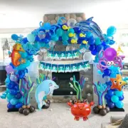 103PCS under the Sea Party Decorations Ocean Theme Blue Balloon Garland Arch Kit