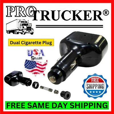 Pro Trucker Dual 12 Volt Car Lighter Plug Adapter w/ Red LED - Power 2 Devices!