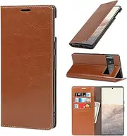 Cavor for Google Pixel 6 Pro Case, Crazy Horse Pattern PU Leather Book Folio Flip Wallet Case Phone Cover with Kickstand Feature & Card Slots for Pixel6 Pro 5G (6.71") - Light Brown
