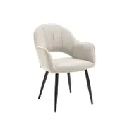 Luka Dining Chair in Coconut Color Fabric Black Metal Powdercoated Legs
