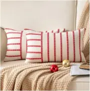 Boho Christmas Pillow Covers 12x20 Set of 2, Soft 12" x 20" (Pack of 2) Red
