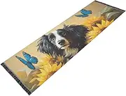 PDZRMY Washable Runner Rug Afghan Hound Dog Sunflower 2’ x 6’ Non-Slip Kitchen Runner Rug for Hallways Entryway Bedroom Living Room Carpet Runner- Soft Thin Mat for Family Pet