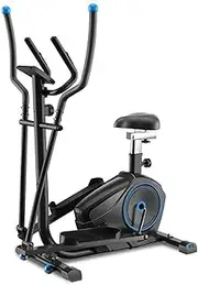 Fitness Equipment 2-In1 Elliptical Cross Trainer Exercise Bike-Fitness Cardio Weightloss Workout Machine-with Seat + Pulse Heart Rate Sensors Cross Trainer Small, Robust and Compact Portable