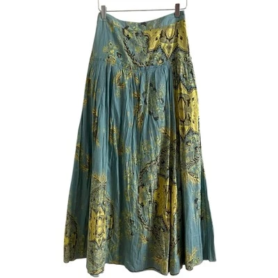 Free People Farrah Drop Waist Maxi Skirt 4 Tiered Boho Hippie Prairie Festival